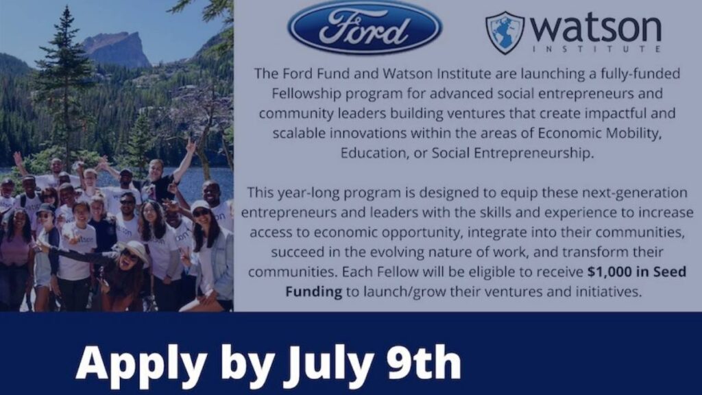 Ford Fund fellowship for social Entrepreneurs and Community leaders 2021