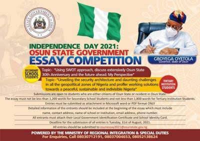 Osun State Independence Day Essay Contest 2021