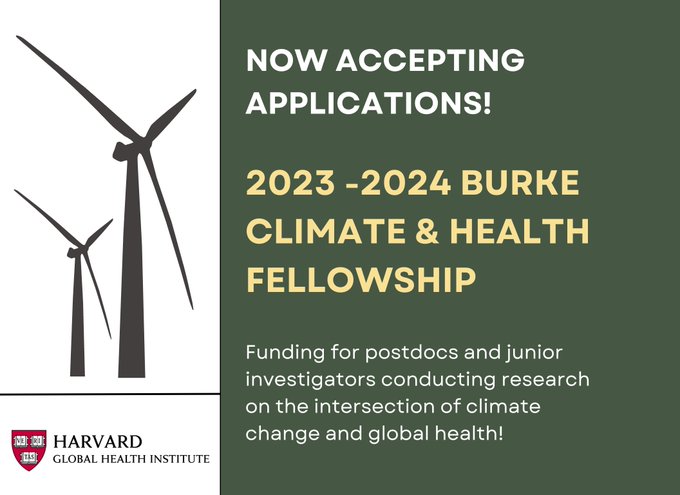 Burke Climate & Health Fellowship 2023-2024 at Harvard University ($75,000 salary)